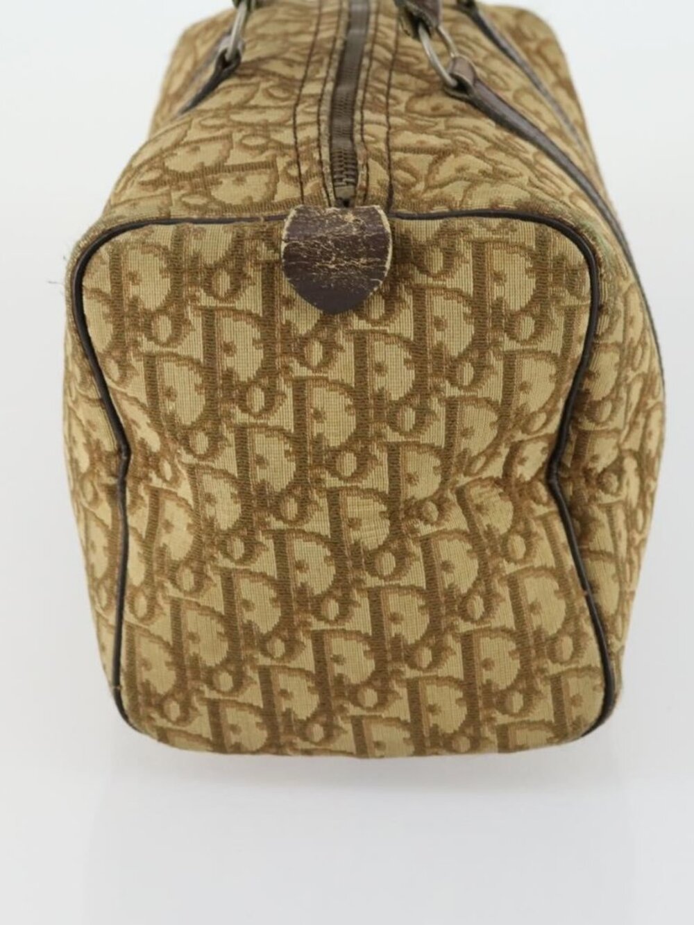 Christian Dior Trotter Canvas Boston Bag Beige Gold Auth 154736 - Picture 4 of 16